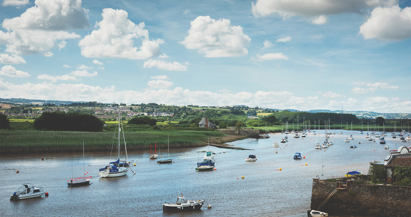 Topsham estuary with boats